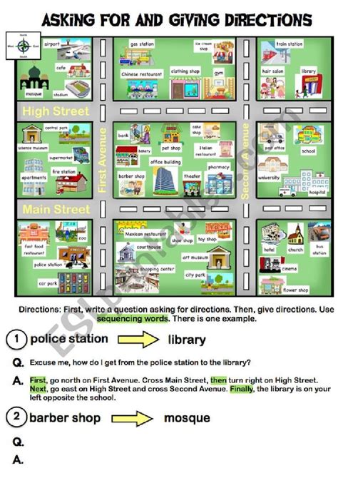 Asking For And Giving Directions Esl Worksheet By Al295801 Teaching