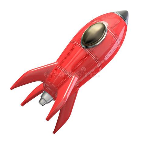 Rocket Ship Red Rocket 3d Rendering Isolated On White Background