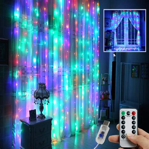 Meaddhome 3m X 3m 300led Usb Led Curtain String Light Wall Decorations