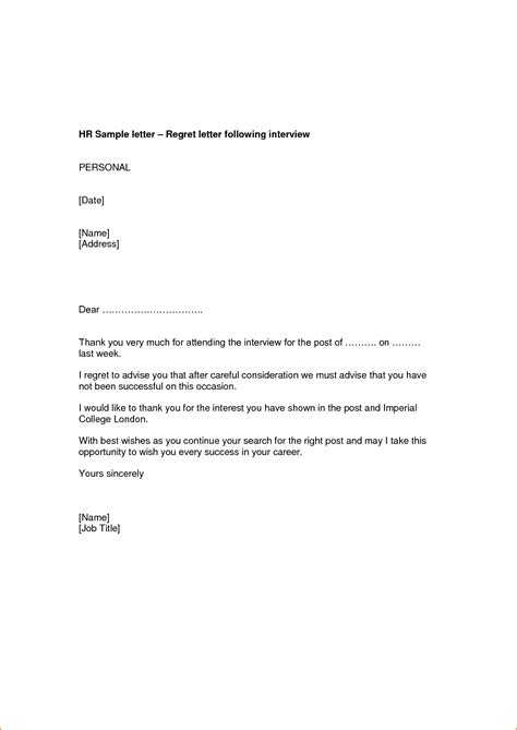 Employment Application Rejection Letters Searching For Proposal