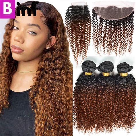 Honey Brown Ombre Water Wave Bundles With Frontal Wet And Wavy Deep Water Brazilian Hair Weave