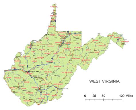 West Virginia State Vector Road Map Your Vector Maps Com