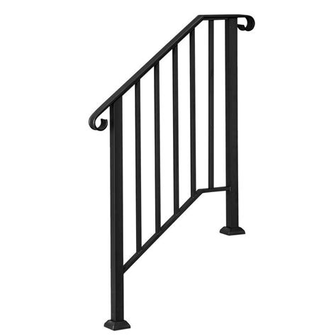They come standard in mill finish with a black powder coat finish optional. Iron Step Handrail Stair Railing for 2-3 Step Handrail ...