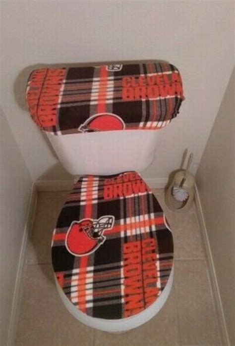 Cleveland Browns Plaid Fleece Fabric Toilet Seat Cover Set Etsy