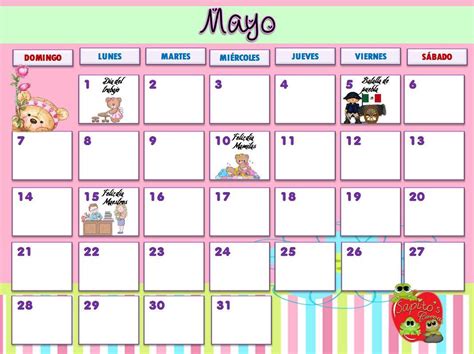 maravilloso calendario del mes de mayo para planificar nuestras actividades material educativo