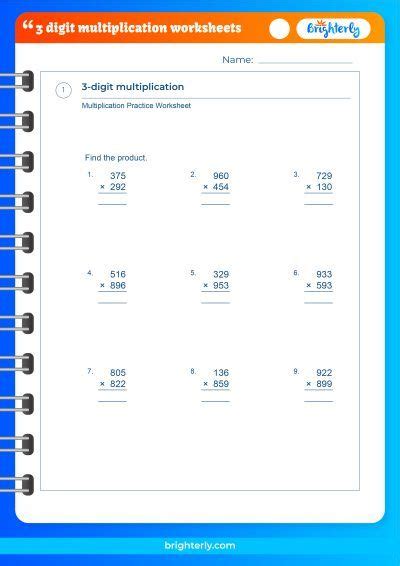Free 3 digit multiplication worksheets [pdfs] brighterly