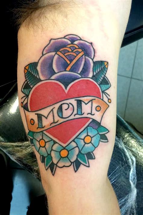 Heart With Flowers Tattoo And Mom Banner Tattoo By Gupta Tattoo Goa