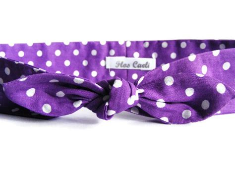Purple Polka Dot Headband Retro Style Pin Up Headband Cotton Fabric Tie Up Head Wrap Headbands