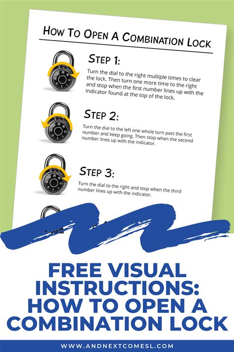 Free Visual Instructions For How To Open A Combination Lock And Next Comes L Hyperlexia