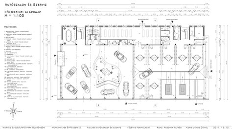 Drawing contains architecture and interior layout floor plan, building sections, facade elevation etc. A-Class Car Showroom and Service on Behance