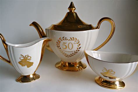 Royal Winton Grimwades 50th Anniversary Teapot Cream And Sugar Etsy