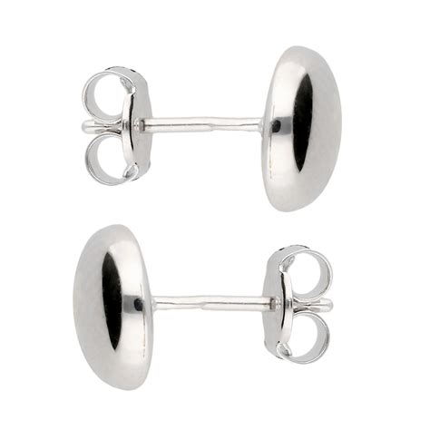 9ct White Gold 8mm Round Button Stud Earrings Buy Online Free And