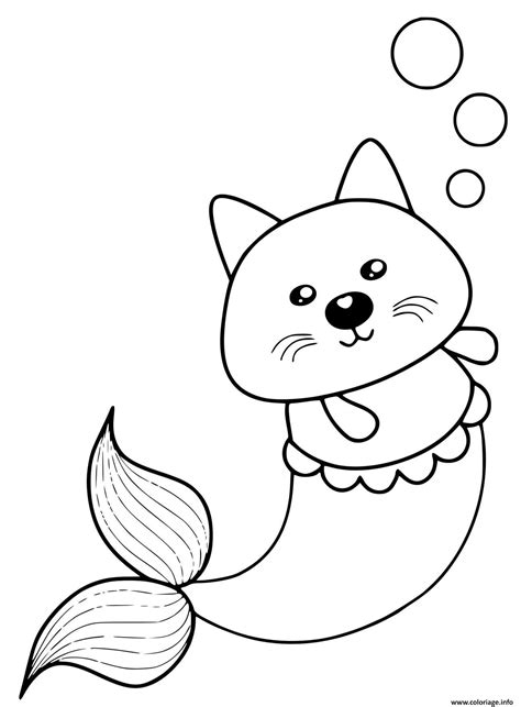Coloriage kitty sirene chat mignon  JeColorie.com