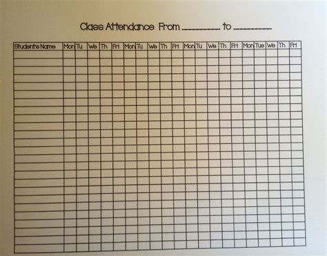This Is Just A Simple Attendance Sheet For You To Keep Track
