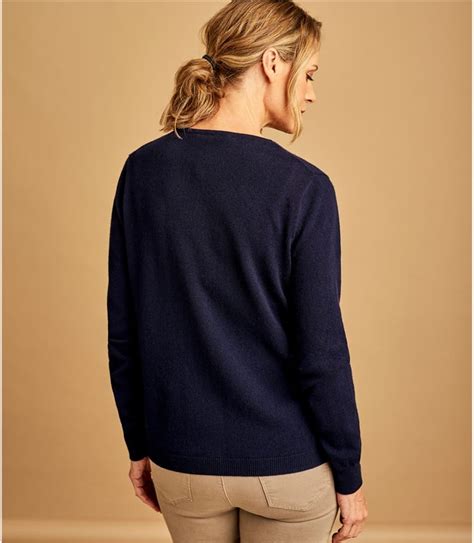 Navy Cashmere Merino Classic V Neck Cardigan Woolovers Au