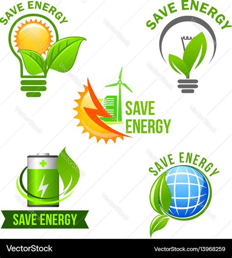 Green Eco Power And Energy Saving Symbol Set Vector Image
