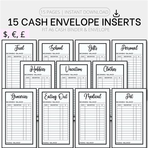 Printable A6 Cash Envelope Inserts A6 Savings Bundle A6 Etsy Cash