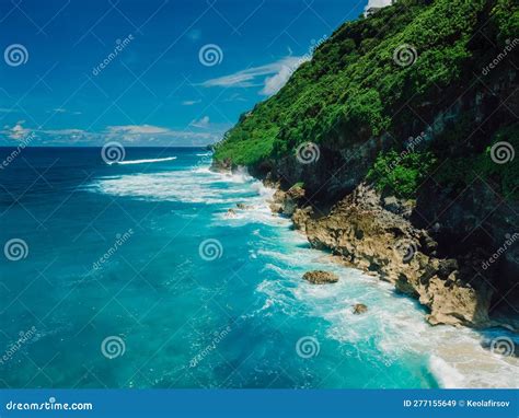 Tropical Landscape With Coastline And Ocean In Bali Aerial View Stock