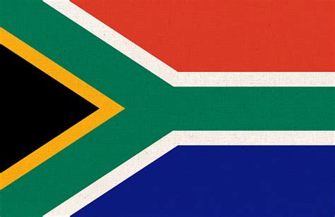 bandera de sudáfrica bandera sudafricana en superficie de tela textura de la tela foto de stock