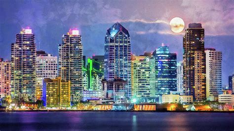 San Diego Skyline Painting By Am Fineartprints