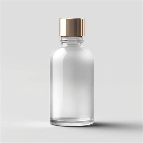 Una Botella De Vidrio Transparente Con Una Tapa Dorada Y Una Tapa