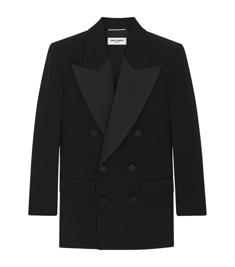 Saint Laurent Black Wool Double Breasted Blazer Harrods Uk