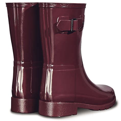 Womens Hunter Original Refined Short Gloss Waterproof Rain Wellies Boots Us 5 11