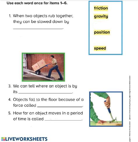 Review On How Things Move Lesson Worksheet Live Worksheets