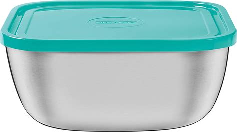 food storage container with lid stainless steel 18 8 x 18 8 cm 2 4 l dishwasher
