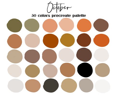 October Neutrals Procreate Color Palette Ipad Procreate Etsy Paleta De Colores De Oto O