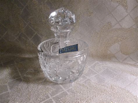 Vintage Crystal Perfume Bottle With Stopper Beautiful Cut Crystal