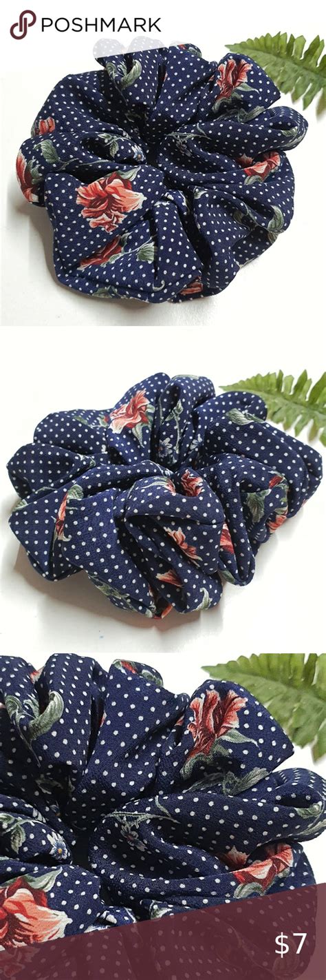 8 For 15 Large Navy Polka Dots Floral Scrunchie Womens Fashion Plus