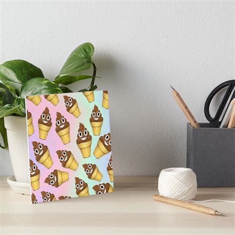 Poop Emoji Ice Cream Cone Design Art Board Print By Bendeano Redbubble