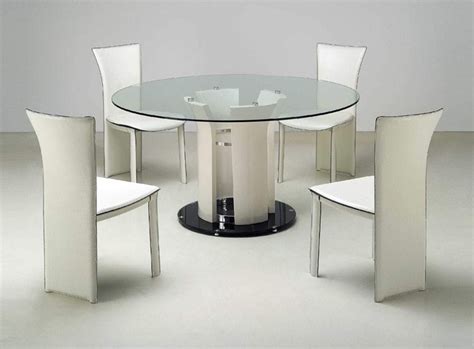 Clear dining tables are the height of modern dining. Refined Round Rectangular Clear Glass Top Leather Dining ...