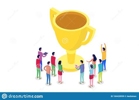 Teamwork Success Victory Team Concept Isometric Stock Vector