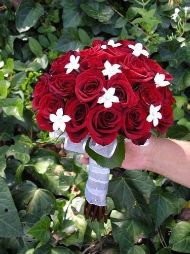 Bouquet Bridal Red Roses And Small White Flowers Bouquet