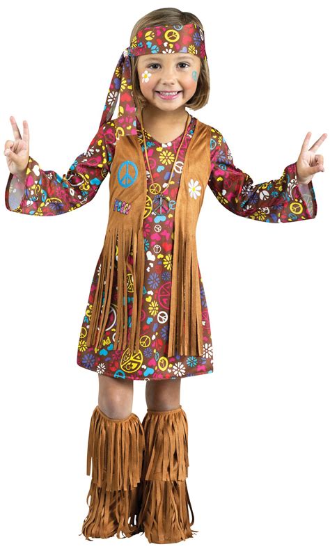 Niño 1 4 Niñas Vestido De Disfraz Hippie 1960s 60s Hippy Childs Disfraz