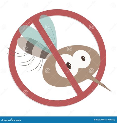 Anopheles Mosquito Warning Prohibited Sign Cartoon Vector
