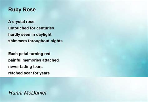 Ruby Rose Ruby Rose Poem By Runni Mcdaniel