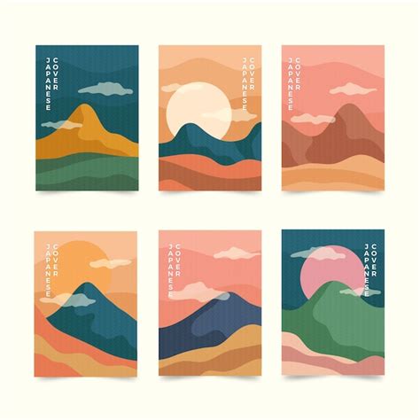 Free Vector Simple Japanese Cover Collection