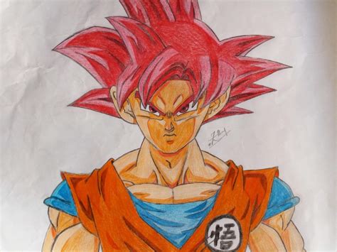 Start by sketching an oval shape head.the next step on how. Drawing Goku Super Saiyan God | DragonBallZ Amino
