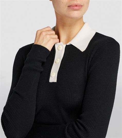 Womens Rag And Bone Black Cashmere Mandee Polo Sweater Harrods Uk