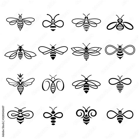 Honey Bee Logo Set Of Bees For Labels And Logos Of Honey Products