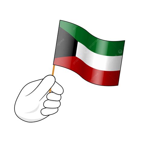 Mão Branca Acenando A Bandeira Do Kuwait Clipart Vetor PNG Acenando A