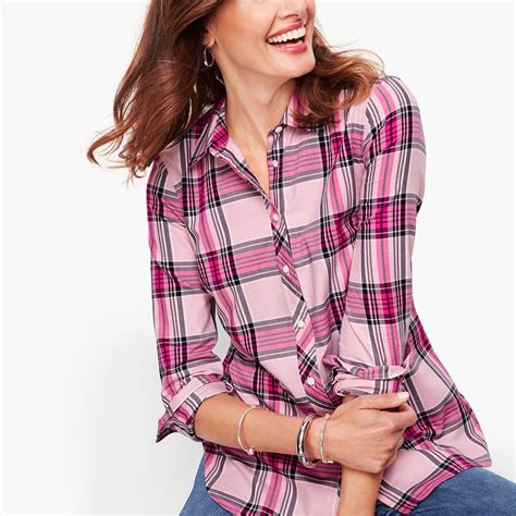 Look Cute And Trendy In This Cute Pink Flannel Long Sleeve Shirt Ideal For Cool Spring Mornings
