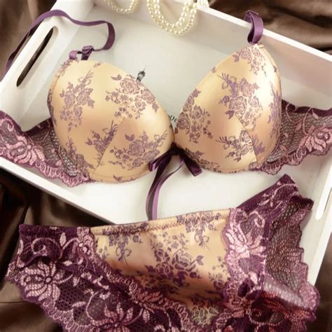 Buy Sexy Bra Brief Set Womens Lace Satin Floral Underwear Super Push Up Bra