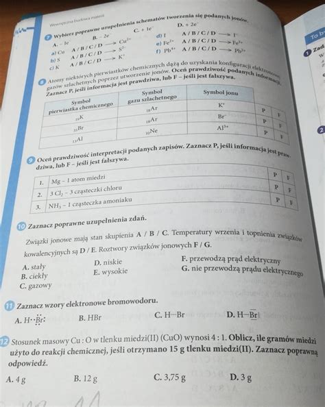 chemia klasa 1 gimnazjum test powtórzeniowy str 92 - Brainly.pl