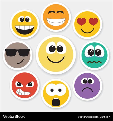 Smiley Faces Expressing Different Feelings Vector Image