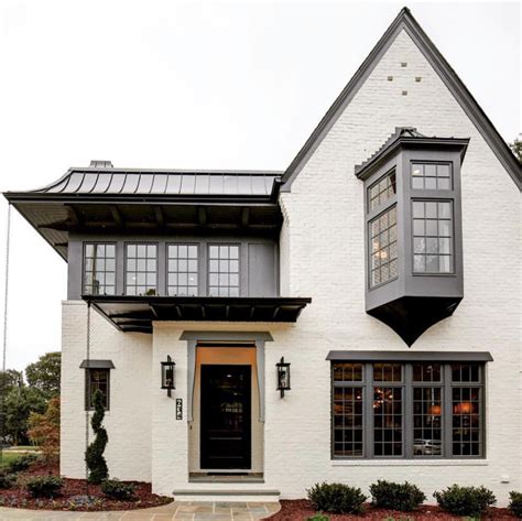 Gray Accents Bay Window Home Exterior House Design
