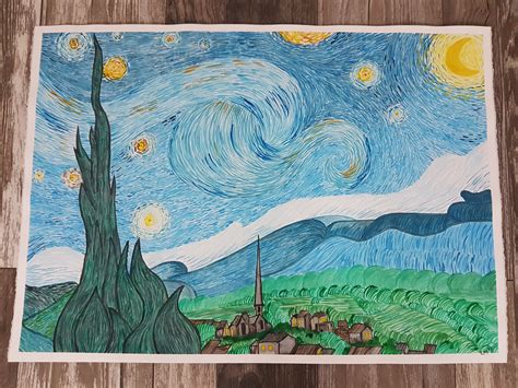 La Noche Estrellada De Van Gogh En Acuarela Domestika